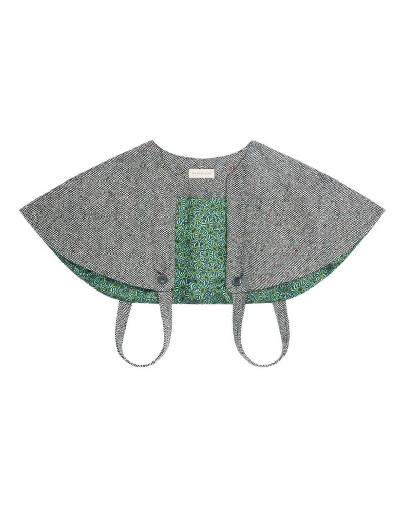 Dries van Noten Cape aus Wolltweed - Grau Grau