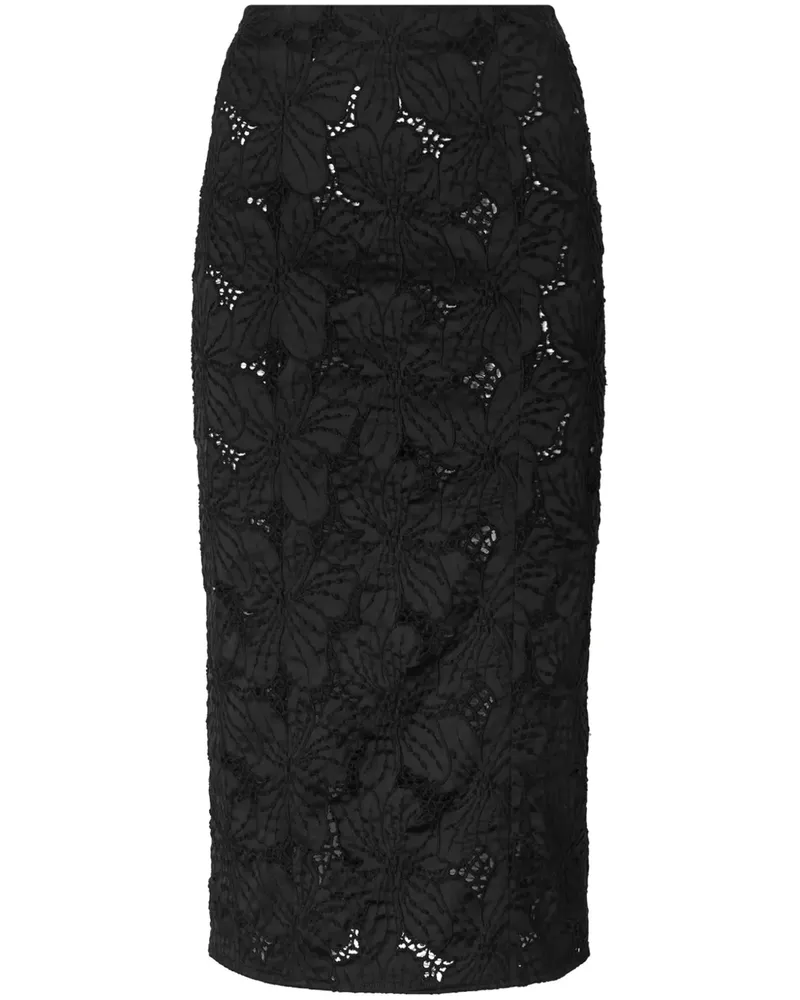 Genny Spitzenrock mit Blumenmuster - Schwarz Schwarz