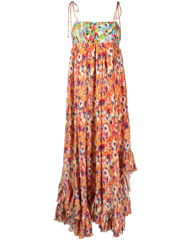 MSGM Maxikleid mit Blumenmuster - Orange Orange