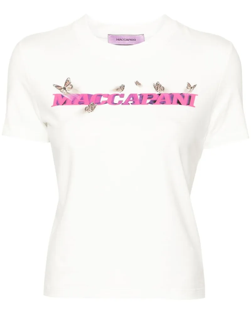 Margherita MACCAPANI Cropped-T-Shirt mit Logo-Print Nude