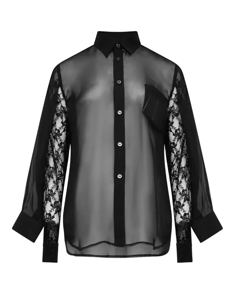 Comme des Garçons Hemd mit Netzeinsätzen - Schwarz Schwarz