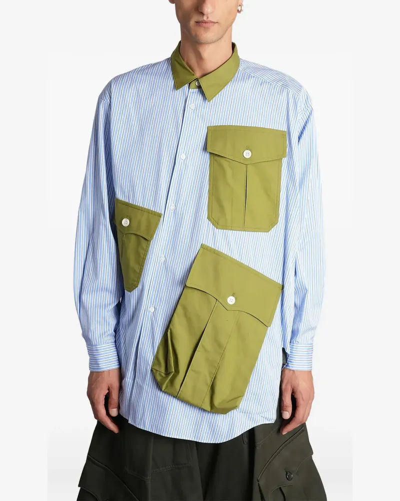 Comme des Garçons Gestreiftes Hemd - Blau Blau