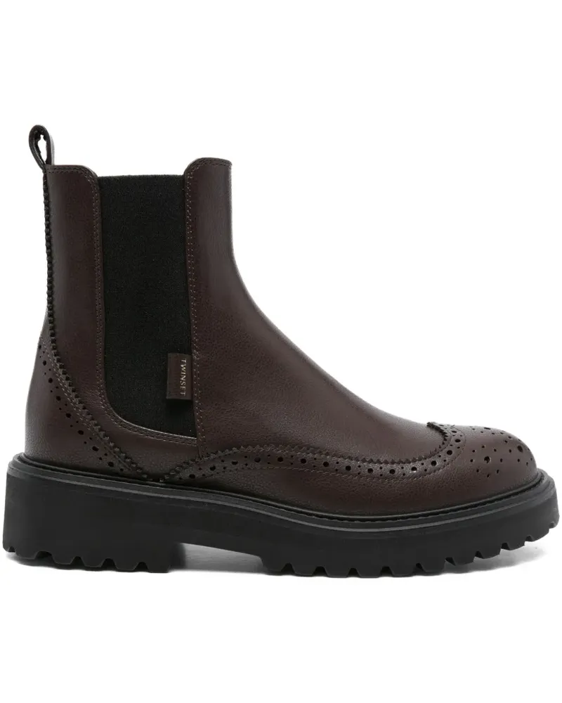 Twin-Set Chelsea-Boots in Budapester-Optik - Braun Braun