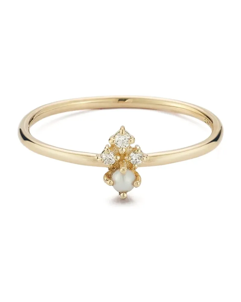 MATEO 14kt The Little Things Gelbgoldring mit Perlen und Diamanten Gold