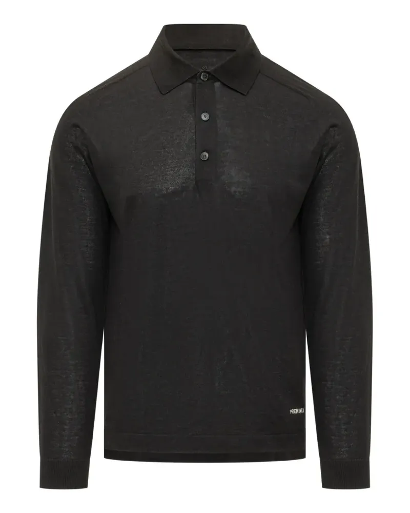 Premiata long-sleeve knitted polo shirt - Schwarz Schwarz