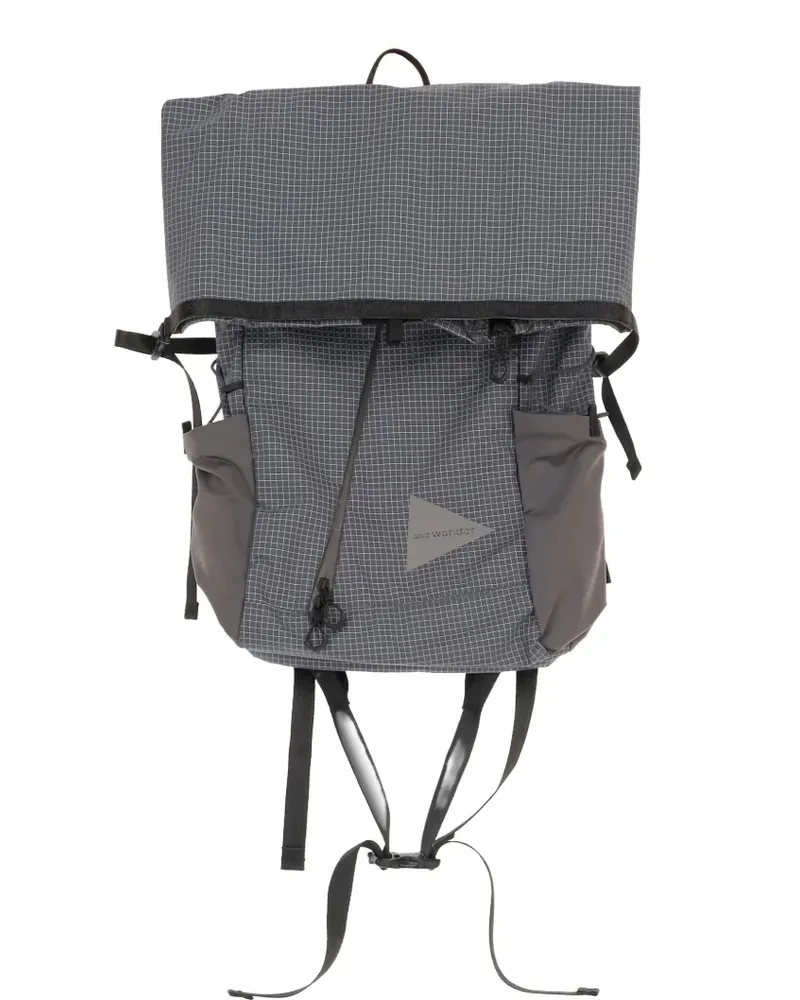 and wander grid-pattern backpack - Grau Grau