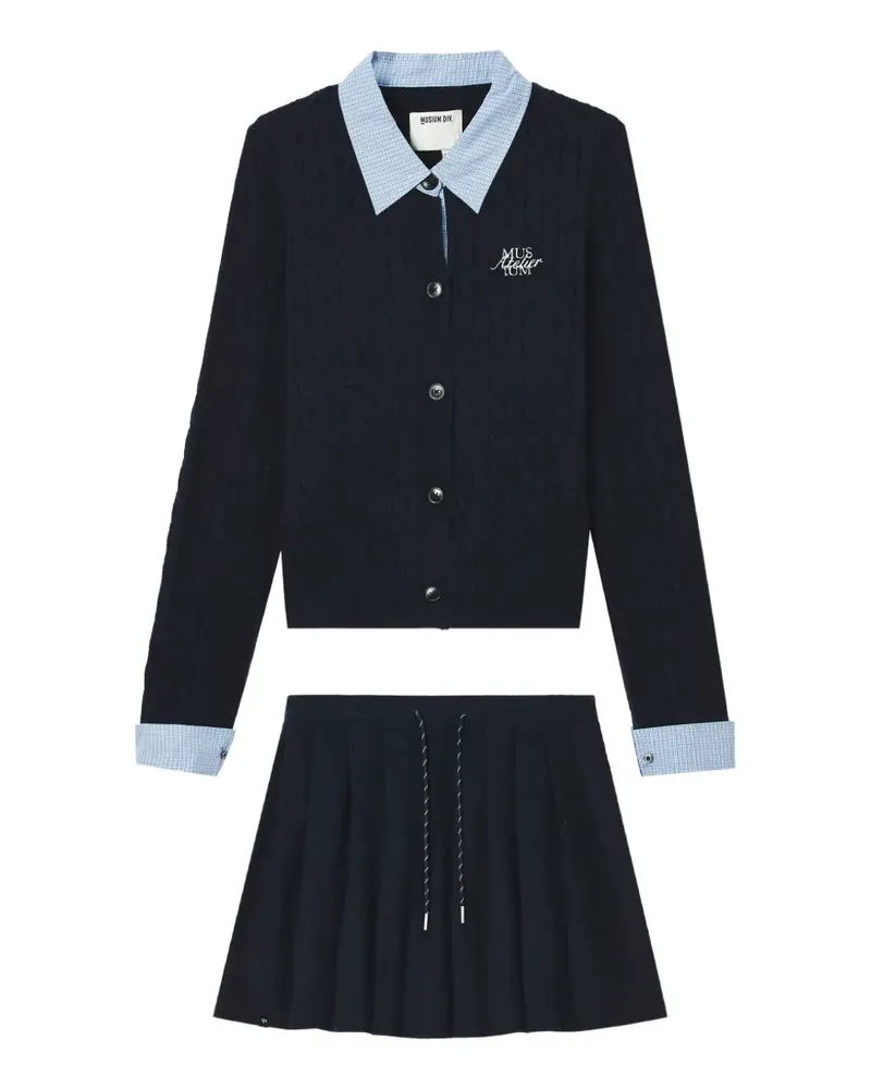 Musium Div. cable-knit cardigan and mini skirt set - Blau Blau