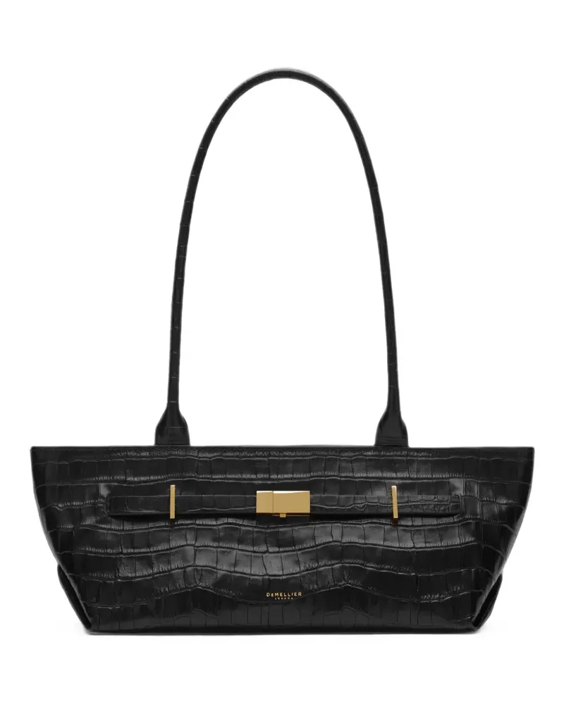DeMELLIER New York Schultertasche mit Kroko-Effekt - Schwarz Schwarz