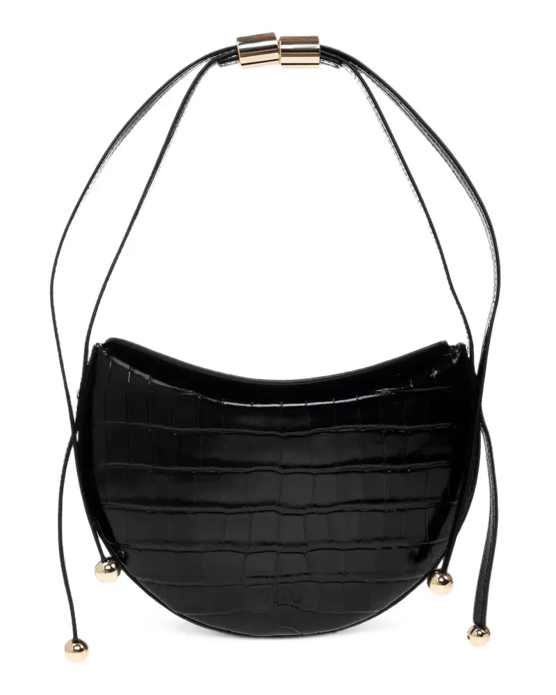 Furla Kleine Moonstone Schultertasche mit Kroko-Effekt - Schwarz Schwarz