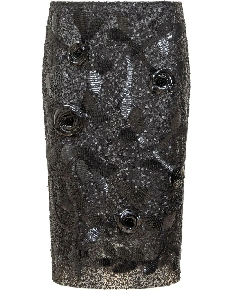 Des Phemmes Midirock mit Pailletten - Schwarz Schwarz