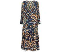 Langärmeliges Maxikleid aus Satin - Blau