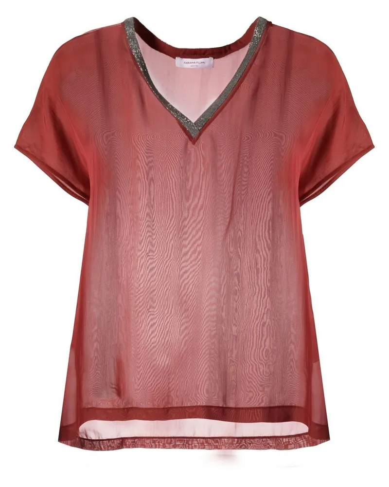 Fabiana Filippi T-Shirt mit V-Ausschnitt - Rot Rot