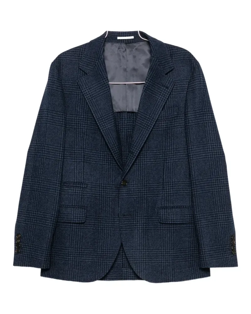 Brunello Cucinelli check-pattern single-breasted blazer - Blau Blau