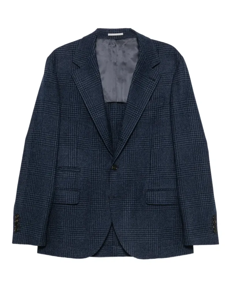 Brunello Cucinelli check-pattern single-breasted blazer - Blau Blau