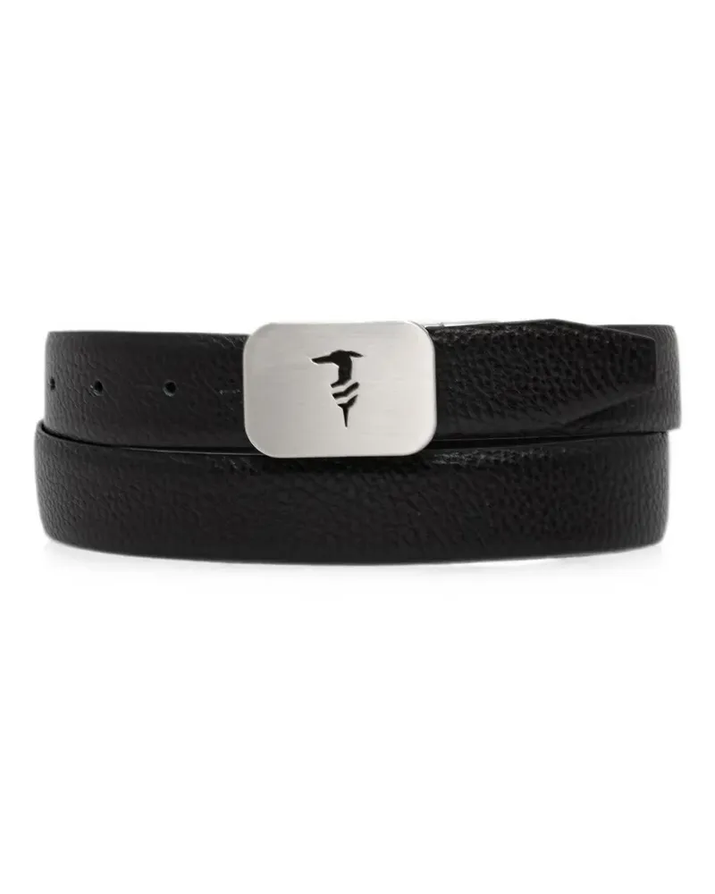 Trussardi logo-plaque pebbled belt - Schwarz Schwarz