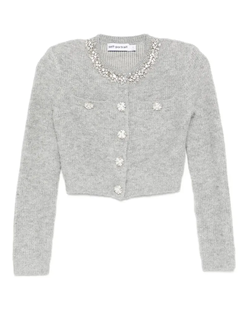 Self-Portrait Cardigan mit Kristallverzierung - Grau Grau