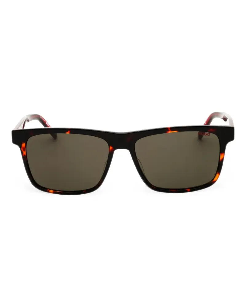 HUGO BOSS tortoiseshell-effect rectangle-frame sunglasses - Braun Braun