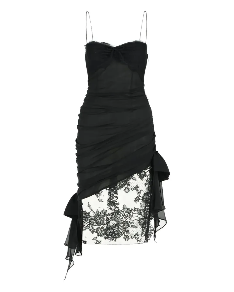 Alessandra Rich Minikleid mit Spitzenbesatz und Schleife - Schwarz Schwarz