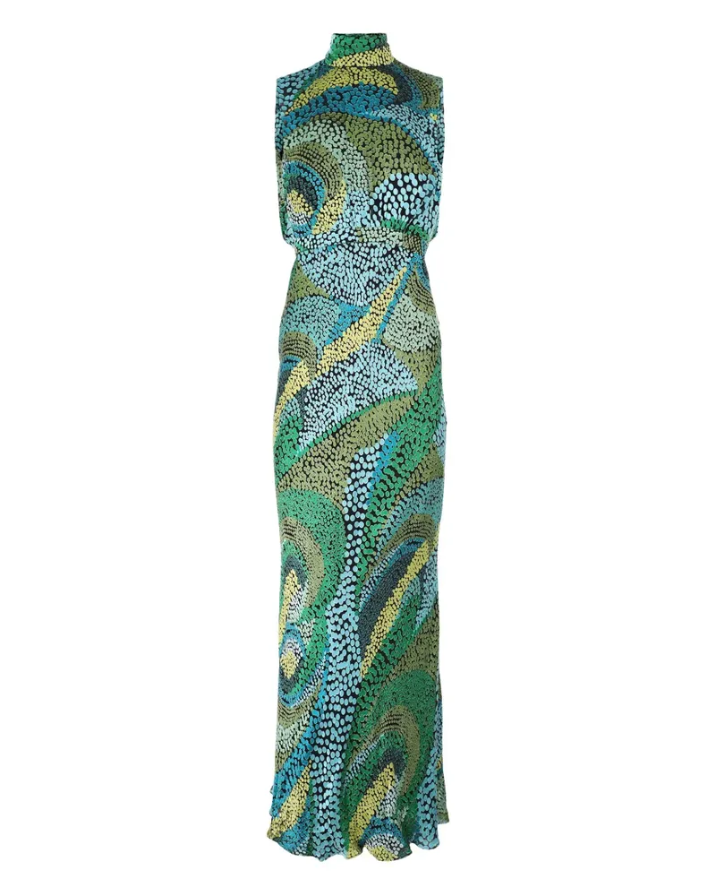Saloni Maxikleid mit abstraktem Print - Grün Grün