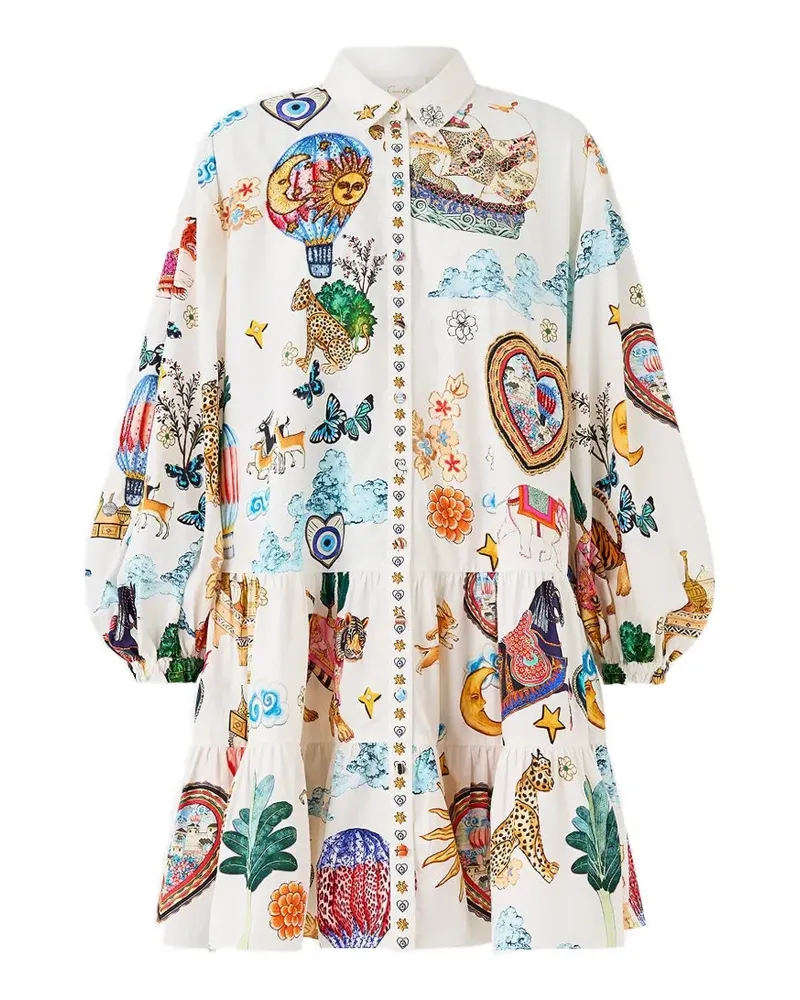 Camilla Kapadokya Kitsch Midikleid - Weiß Weiß