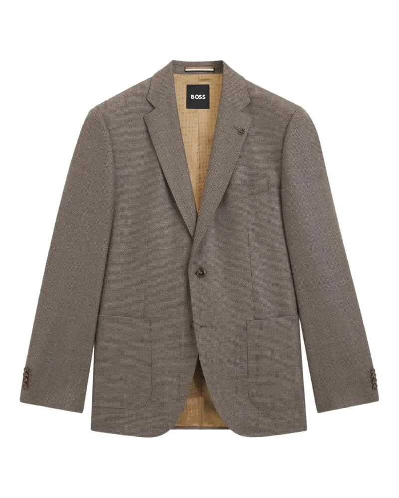 HUGO BOSS textured-finish single-breasted blazer - Braun Braun