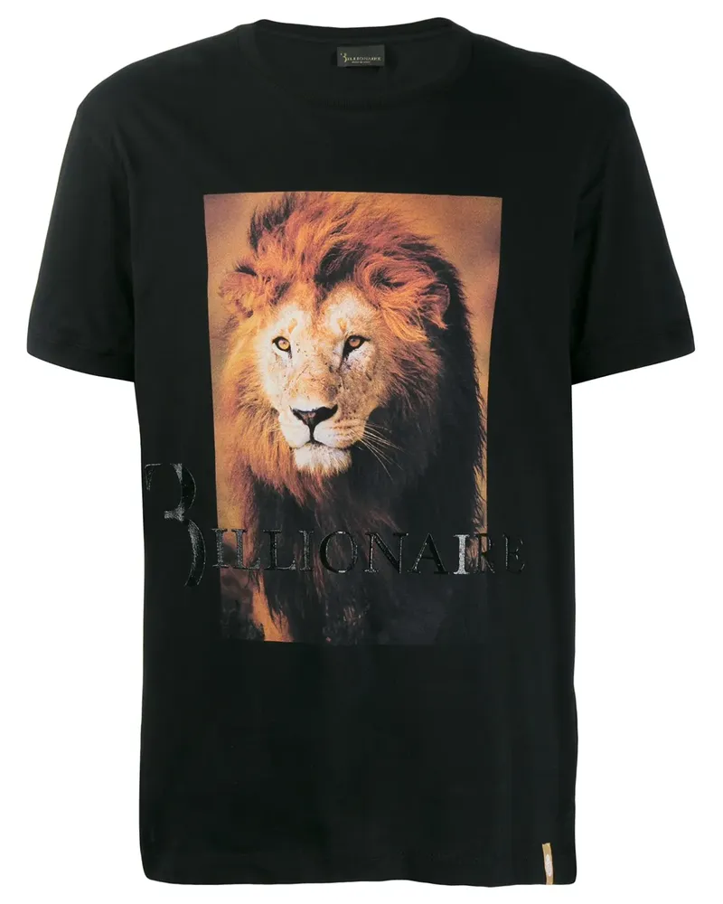 Billionaire T-Shirt mit Löwen-Print - Schwarz Schwarz