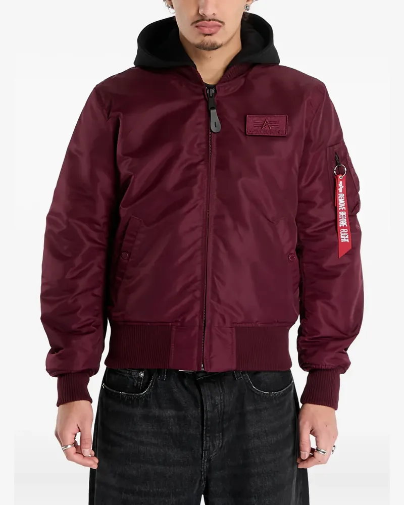 Alpha Industries Zip Hood Backprint MA-1 Jacket - Rot Rot