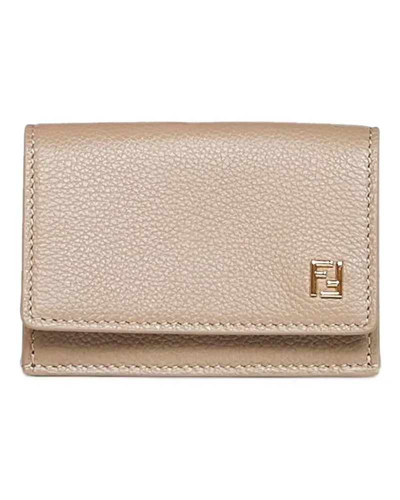 Fendi FF dove gray leather card holder - Nude Nude