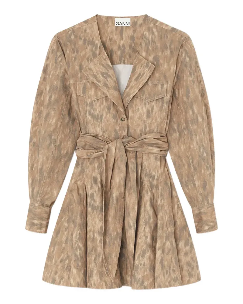 Ganni Minikleid mit Gürtel - Nude Nude