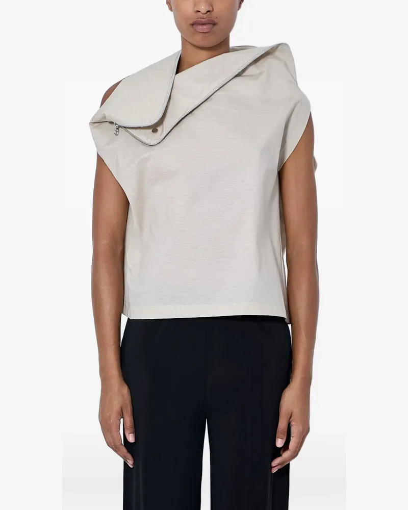 Issey Miyake asymmetric zip-detail top - Nude Nude