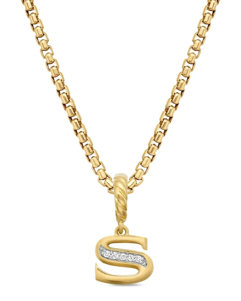 David Yurman 18kt Pavé Initial Gelbgoldanhänger mit Diamant Gold