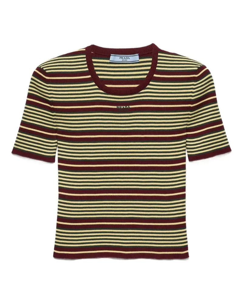 Prada short-sleeved striped cotton sweater - Grün Grün