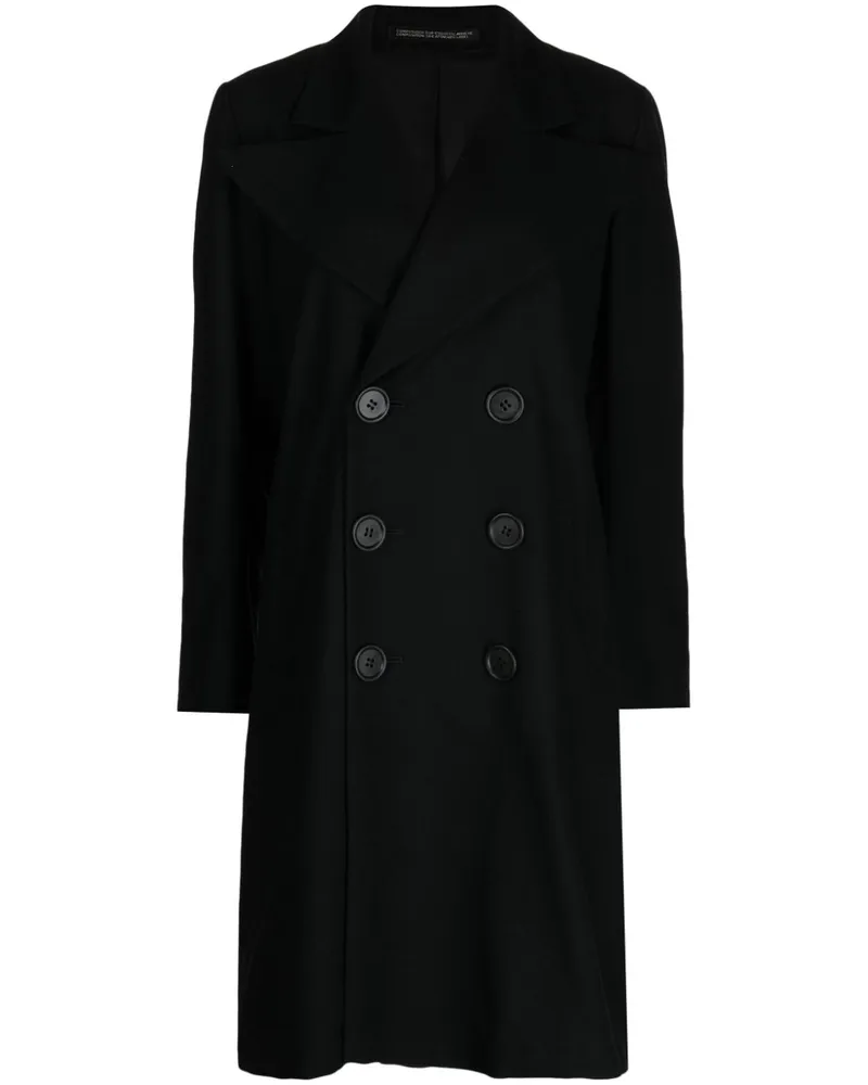 Yohji Yamamoto Doppelreihiger Mantel - Schwarz Schwarz