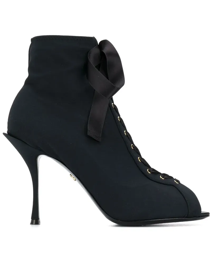 Dolce & Gabbana Peeptoe-Stiefeletten mit Schnürung - Schwarz Schwarz