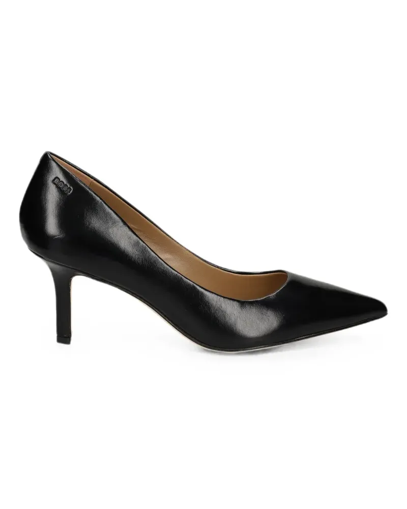 HUGO BOSS Miah heeled leather pumps with deed logo - Schwarz Schwarz