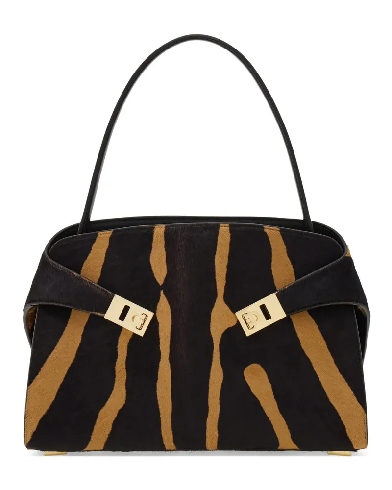 Ferragamo Mittelgroße Hug Schultertasche - Schwarz Schwarz