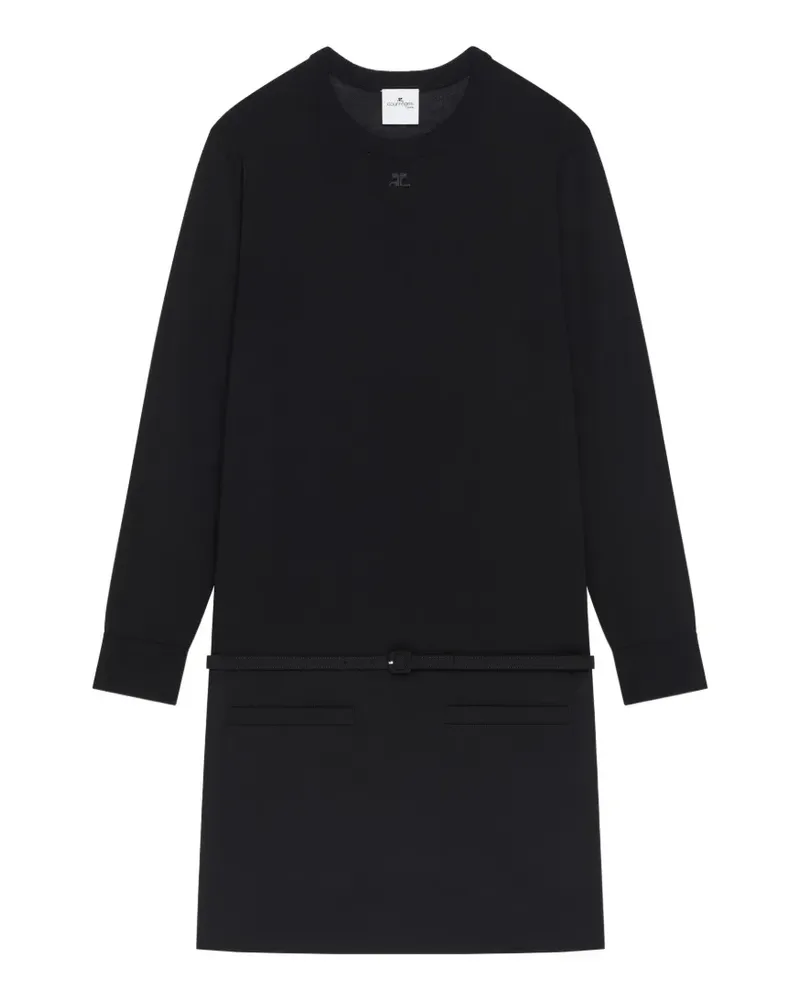 Courrèges Minikleid mit Gürtel - Schwarz Schwarz