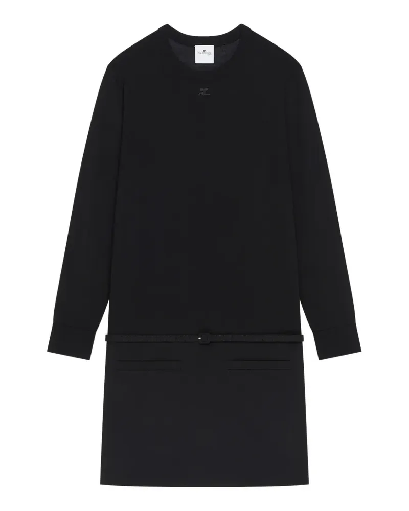 Courrèges Minikleid mit Gürtel - Schwarz Schwarz