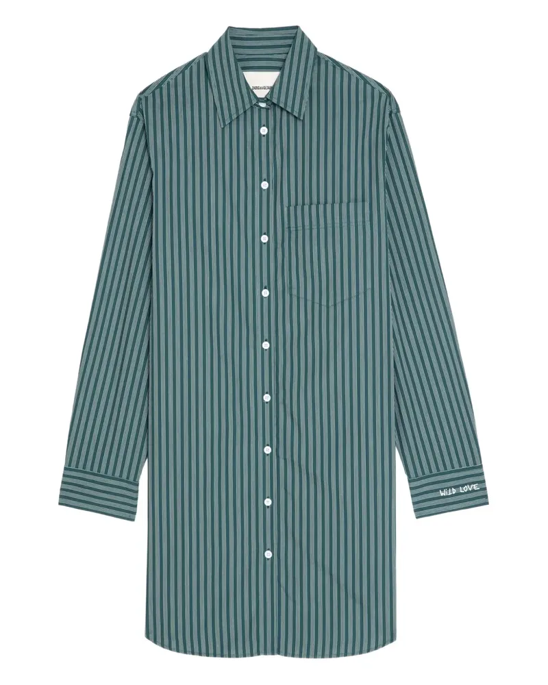 Zadig & Voltaire Gestreiftes Rorning Minihemdkleid - Grün Grün