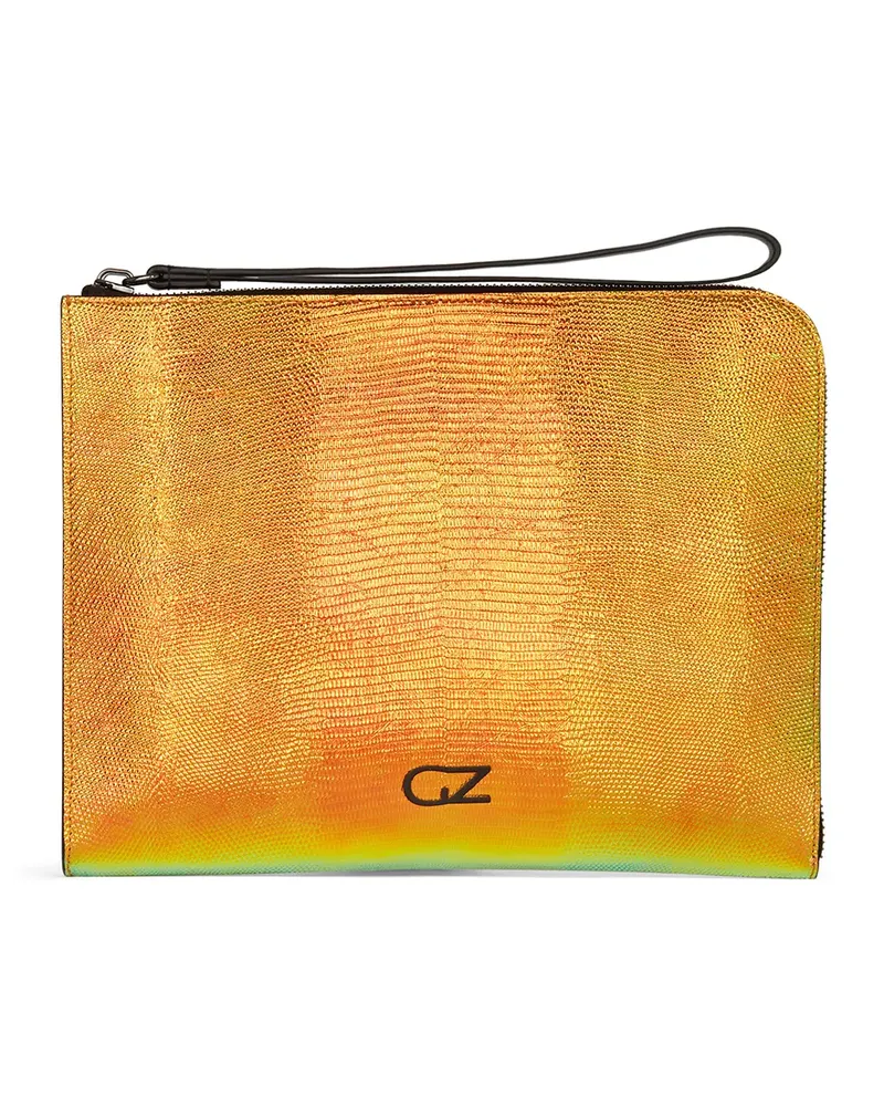 Giuseppe Zanotti Clutch mit Schlangenleder-Optik - Orange Orange