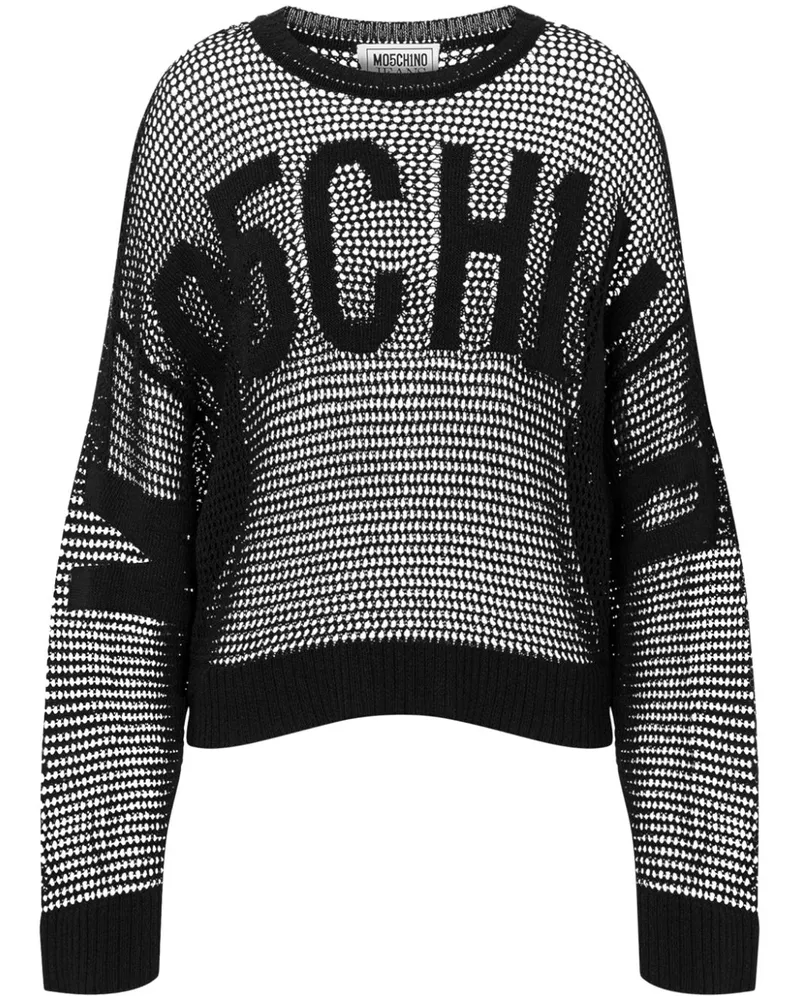 Moschino Jacquard-Pullover mit Logo - Schwarz Schwarz