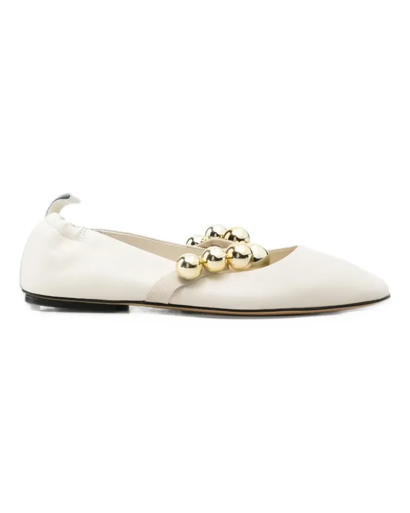 SOULIERS MARTINEZ Flamenca bead-embellished leather ballet flats - Nude Nude
