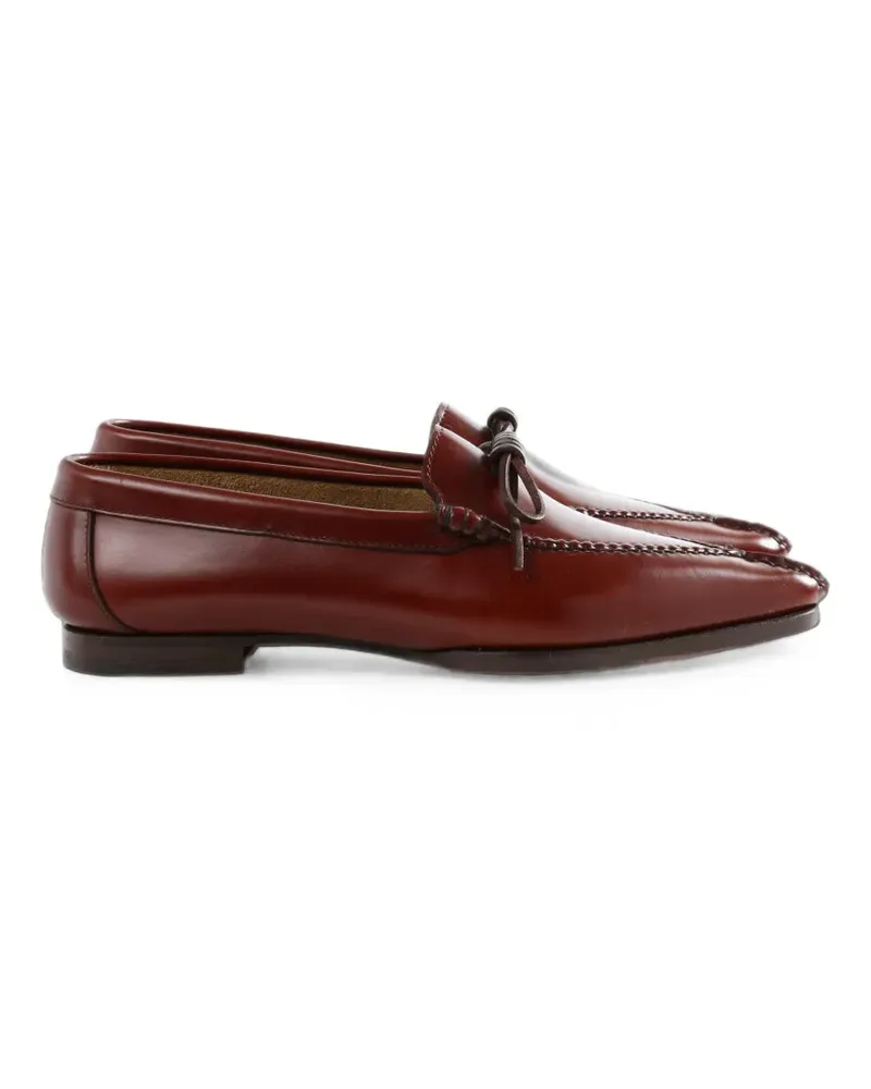HEREU Aresta bow-detail whipstitch-trim pointed-toe loafers - Braun Braun