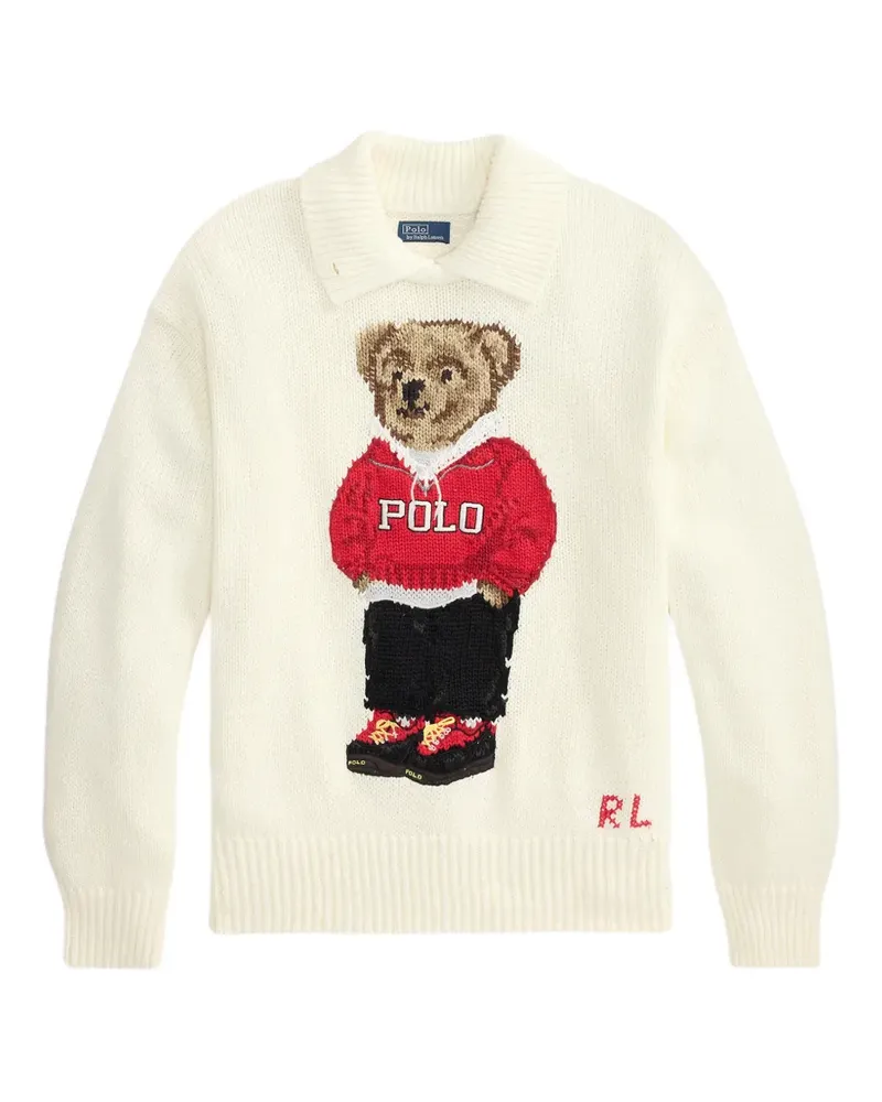 Ralph Lauren Polo Bear Pullover aus Leinen und Baumwolle - Nude Nude