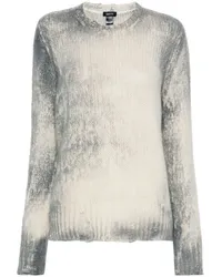 Avant Toi Pullover mit Bleached-Optik Weiß