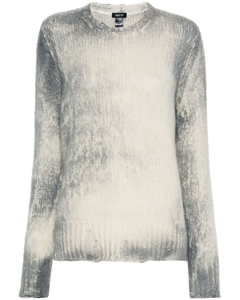 Avant Toi Pullover mit Bleached-Optik - Weiß Weiß