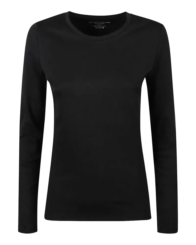 Majestic Klassisches Langarmshirt - Schwarz Schwarz