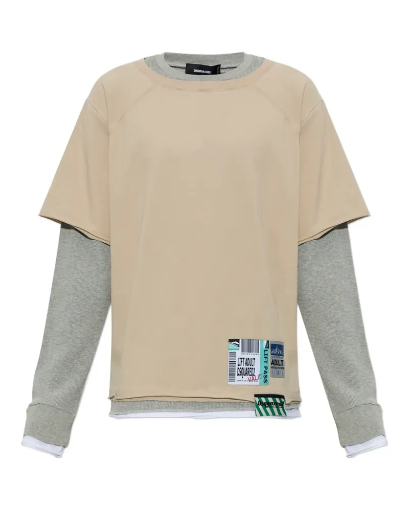 Dsquared2 T-Shirt im Layering-Look mit Logo-Patch - Nude Nude