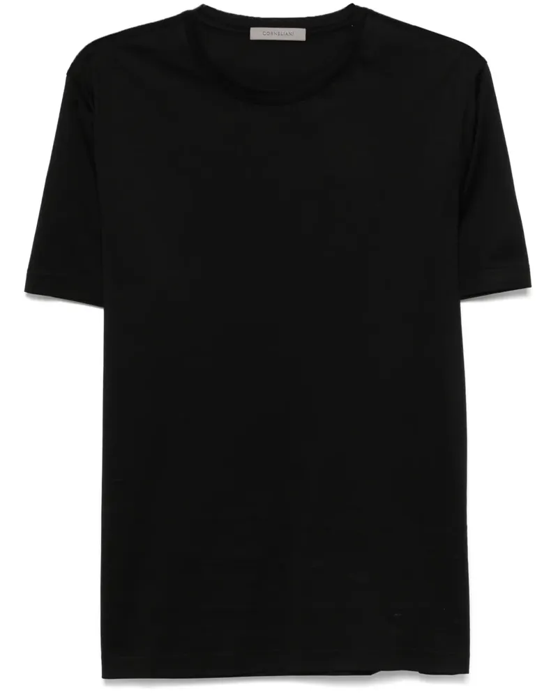 Corneliani T-Shirt mit Logo-Stickerei - Schwarz Schwarz