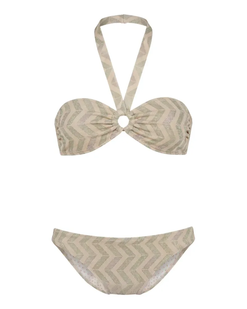 Kristina Ti chevron-pattern halterneck bikini - Nude Nude
